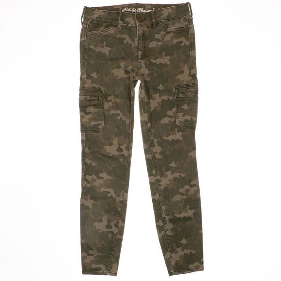 Eddie Bauer Curvy Skinny Cargo Jeans Size 4 Womens Camouflage Stretch 27x27 - Picture 1 of 11